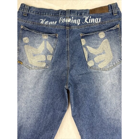 PNB NATION Jeans Men’s Size 38 X 34 Hip Hop Baggy Wide Leg Y2K VTG Blue - Picture 11 of 14